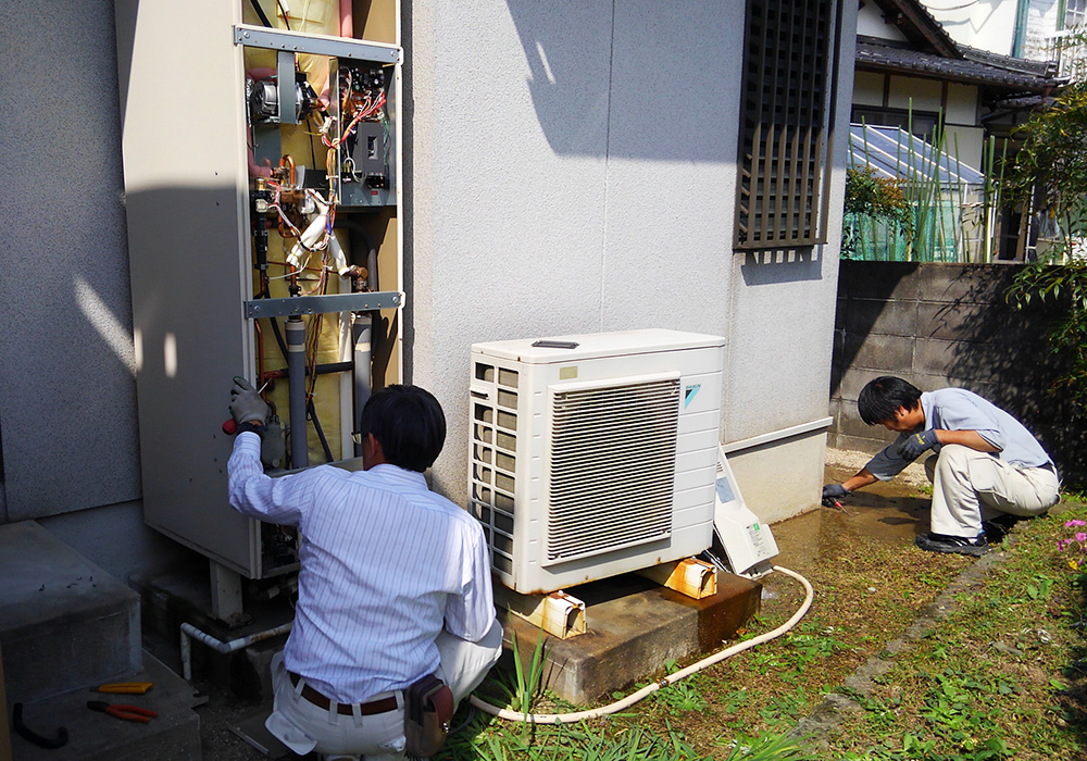 カトーデンキ お仕事日記 給湯器用熱交換器の交換